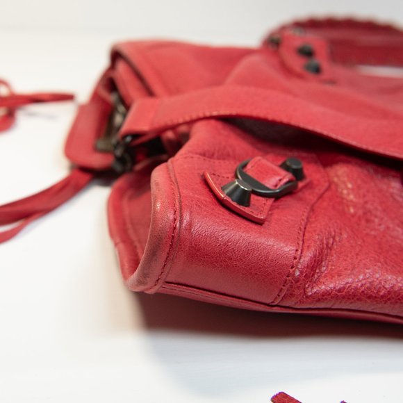 Red Balenciaga Motorcycle City Bag - Picture 5 of 13